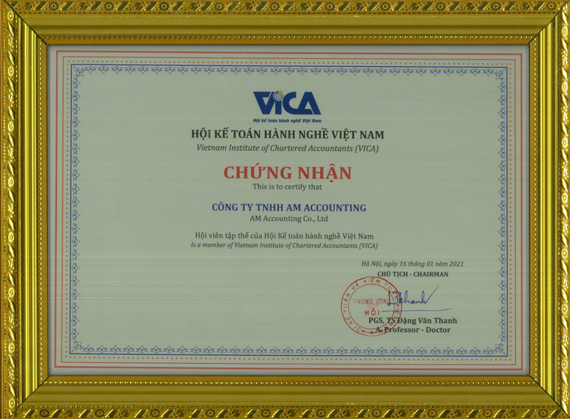 Giấy Chứng nhận hội viên tập thể VICA