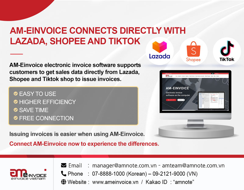 AM-Einvoice, Directly Connected to Lazada, Shopee and Tiktok