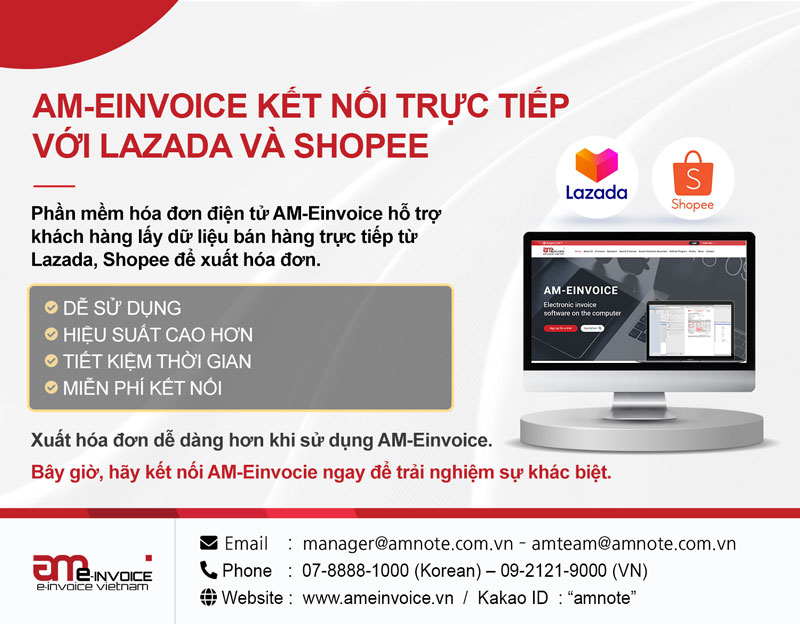 AM-Einvoice, Kết nối trực tiếp với LAZADA và SHOPEE