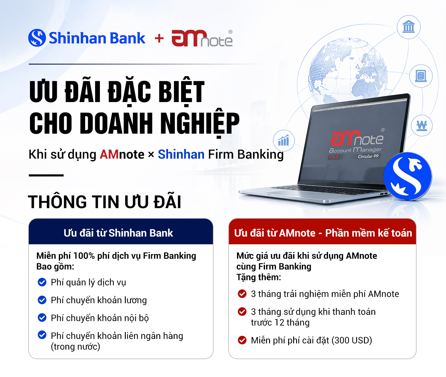 [AMnote x Shinhan] Miễn phí 100% phí Firm Banking – Tối ưu vận hành tài chính doanh nghiệp